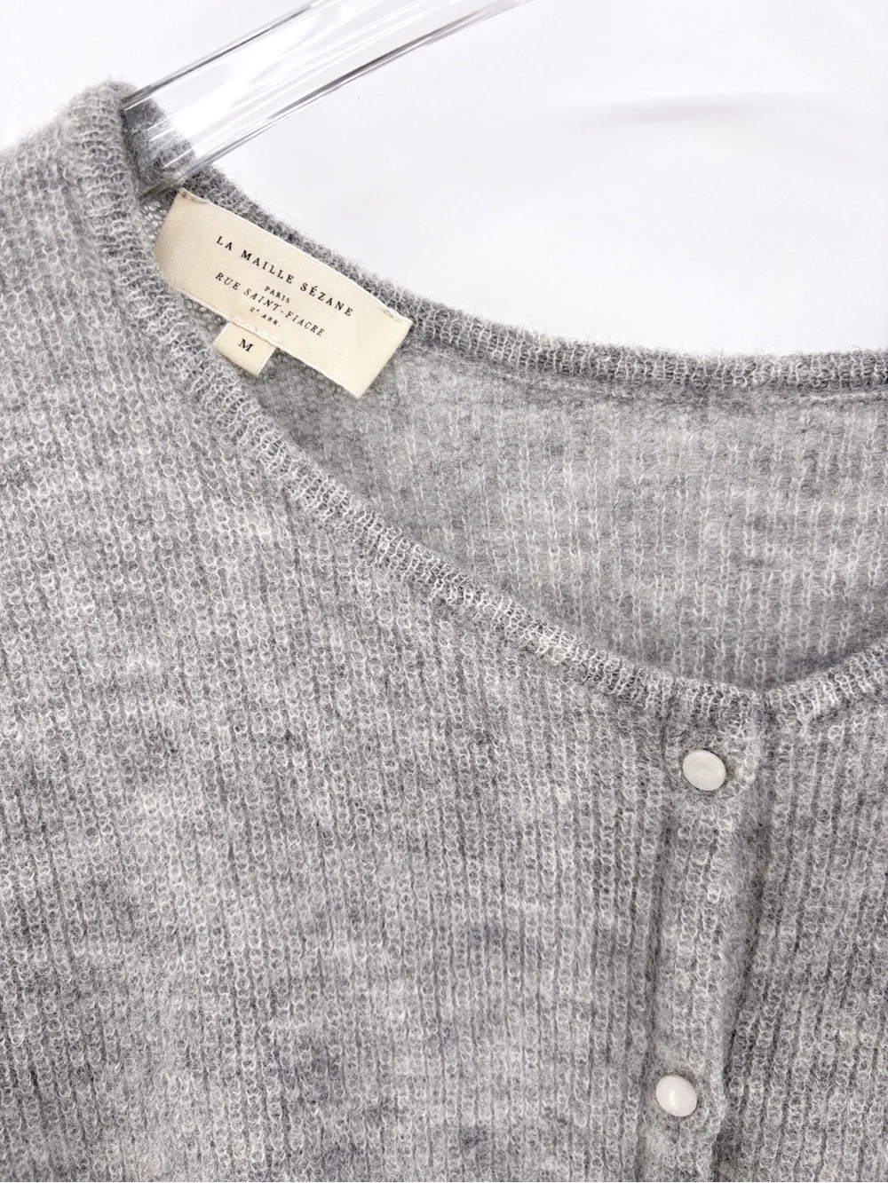 SÉZANE Gaspard Cardigan Grey Mohair Wool Blend Sweater M